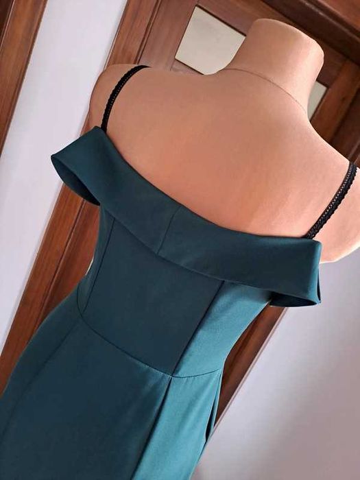 Sukienka damska długa maxi butelkowa zieleń Katniss 42/XL