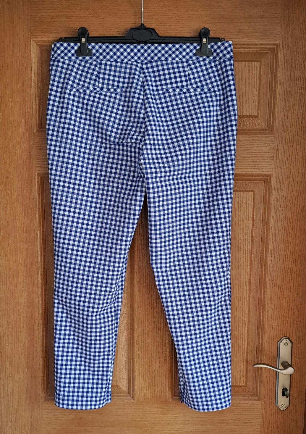 Damskie eleganckie spodnie w kratę 7/8 cropped Orsay