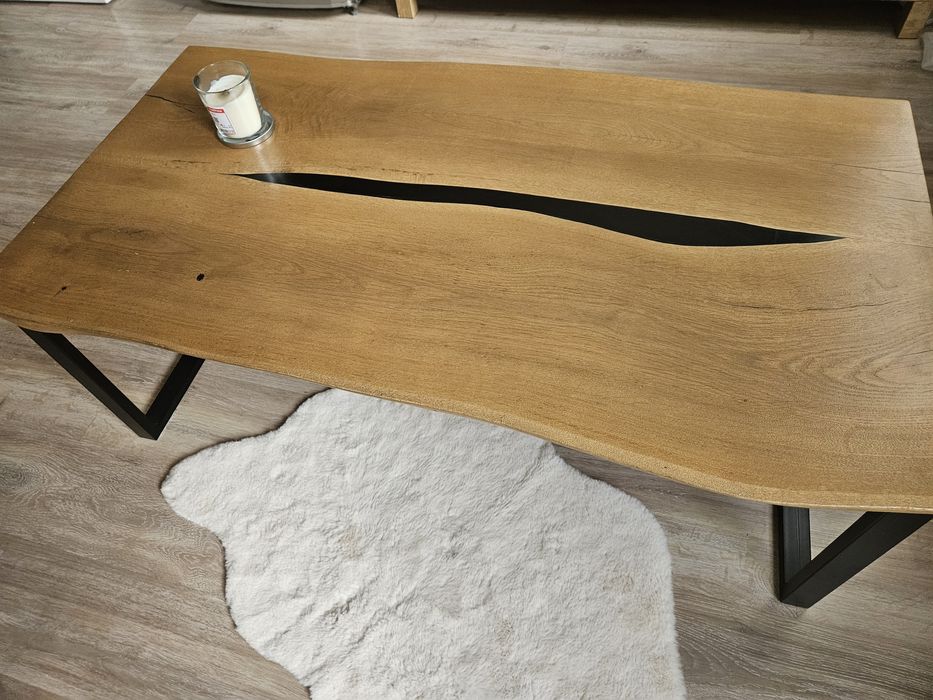 Stolik kawowy stół dębowy loft loftowy żywica