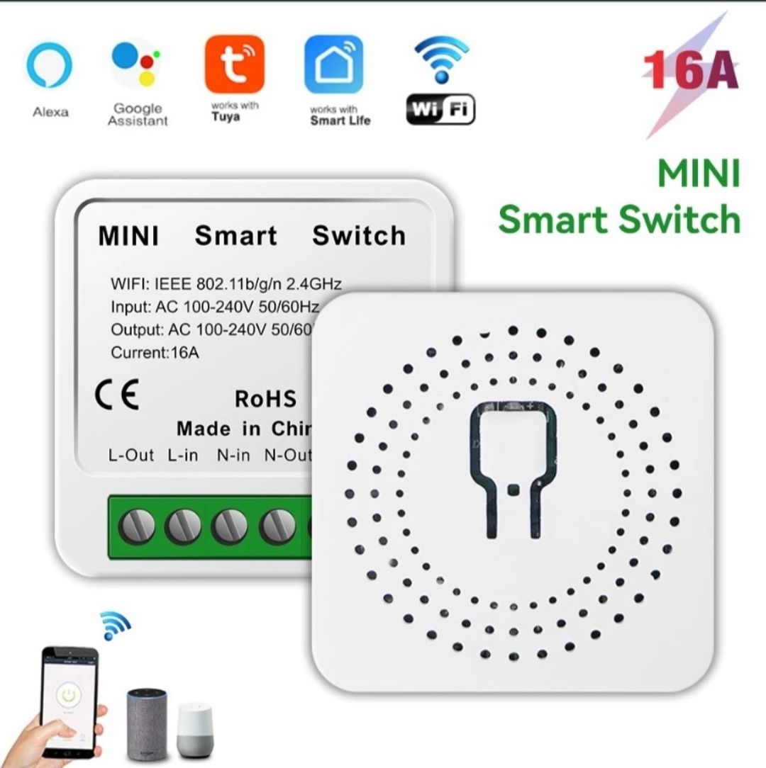 Бездротове wi fi реле tuya mini (Вимикач) 16A Smart Switch