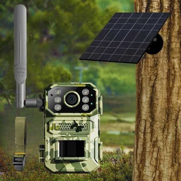 Мисливська камера фотопастка A8 4G LTE на сонячній панелі фотоловушка