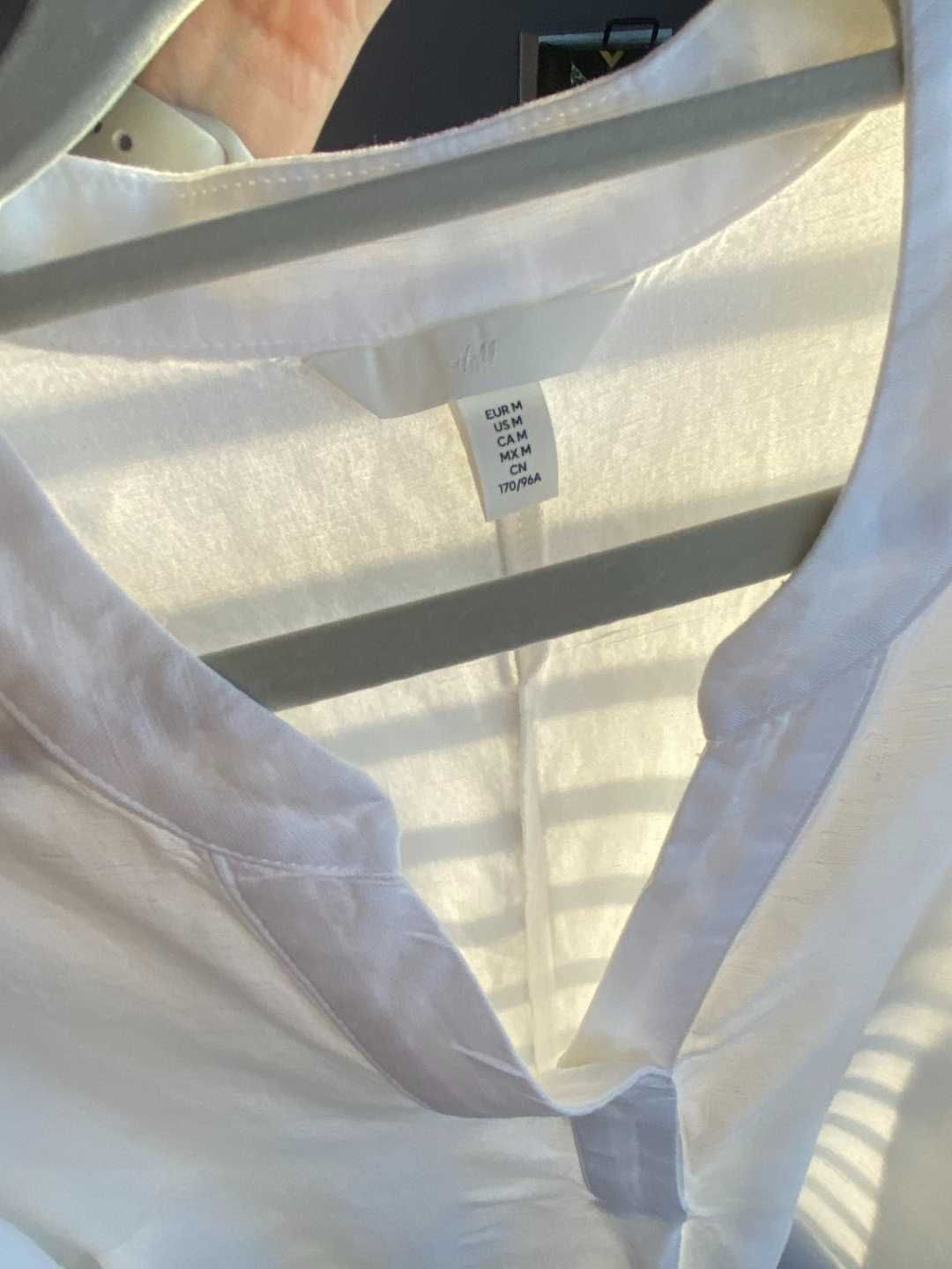 Sukienka H&M z dekoltem w serek, len & wiskoza,  rozm.M