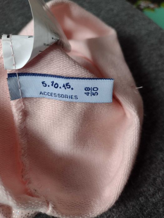 Czapeczka z chustką wiosenno-jesienna 5.10.15 roz48-50 jasno różowa