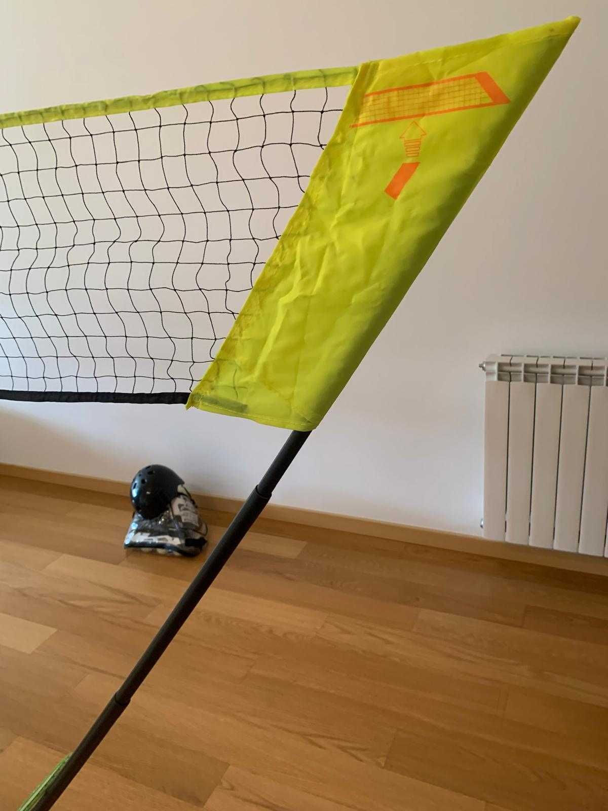 Kit para Badminton - Raquete, Rede c/ Suporte, Volante e Caixa - Novos