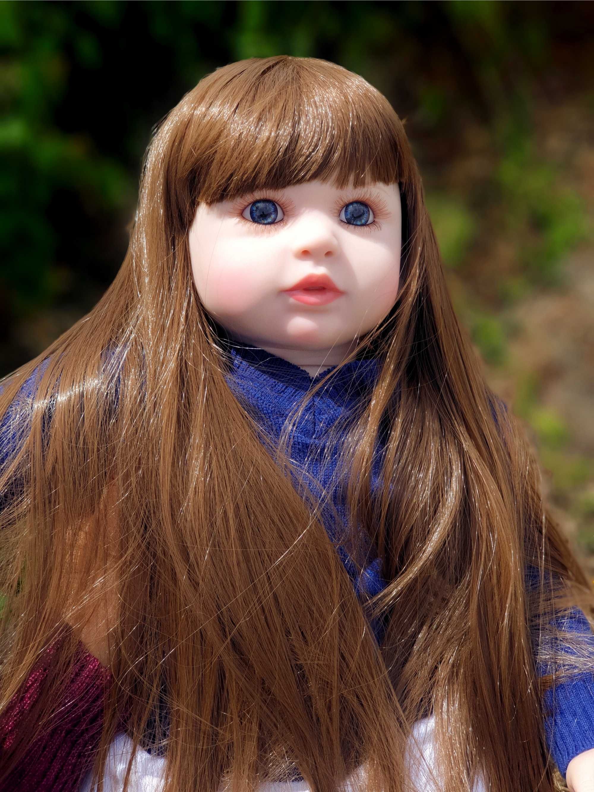 Boneca Reborn, Corpo em Tecido, Cabelo comprido, 60cms, 1.5Kgs (Novo)
