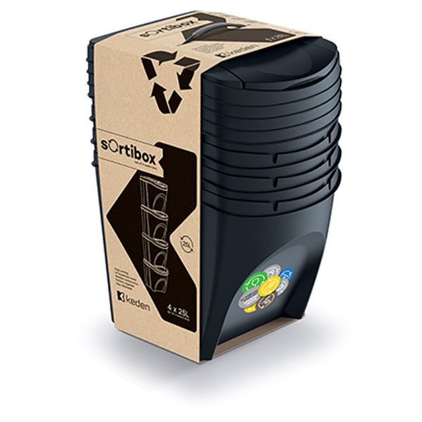 Kosz Na Śmieci 4X25L Do Segregacji Sortibox Antracytowy Ikwb25S4-S411
