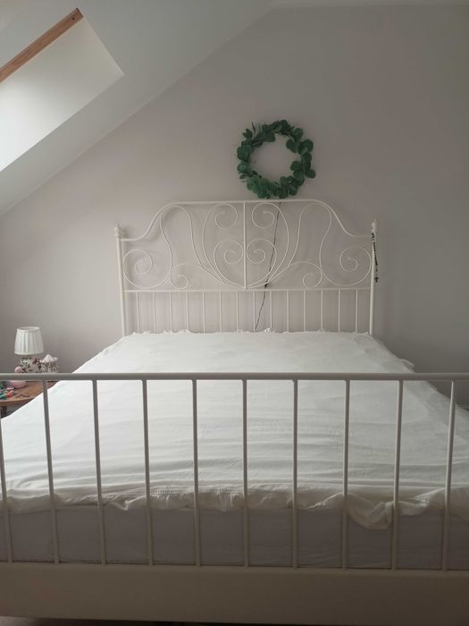 Łóżko metalowe białe 160x200