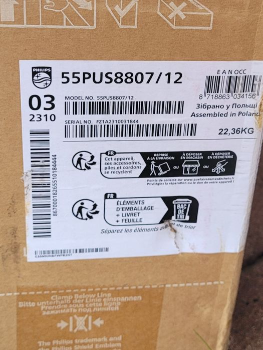 Telewizor LED Philips 55 cali 120Hz, 4k uhd, Ambilight,  nowy, gwaranc