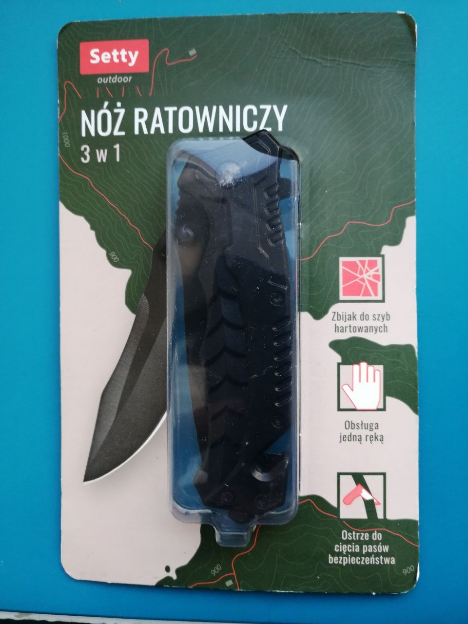 Survival. Militaria. Nóż ratowniczy. 3w1. Porządny. Masywny.