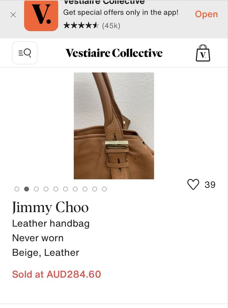 Сумка - шоппер Jimmy Choo, натуральная кожа( оригинал)
