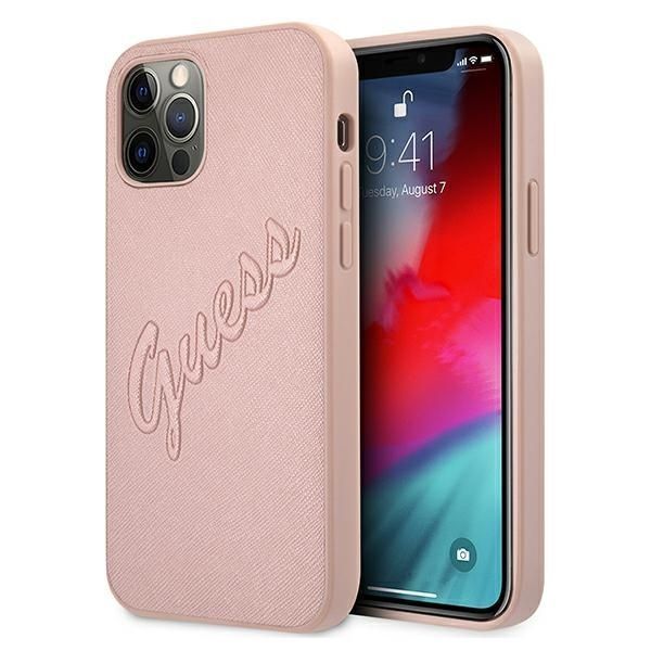Guess Hardcase Saffiano Vintage Logo Pink iPhone 12/12 Pro 6,1"
