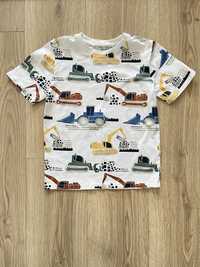 Koszulka t-shirt 122/128 krótki rękaw h&m samochody koparka na lato