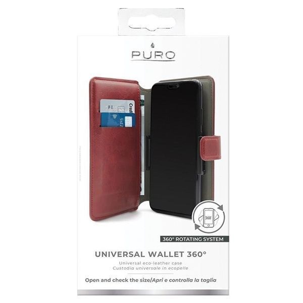 Etui Uniwersalne Puro Wallet 360° XL Czerwony - Skóra Ekologiczna