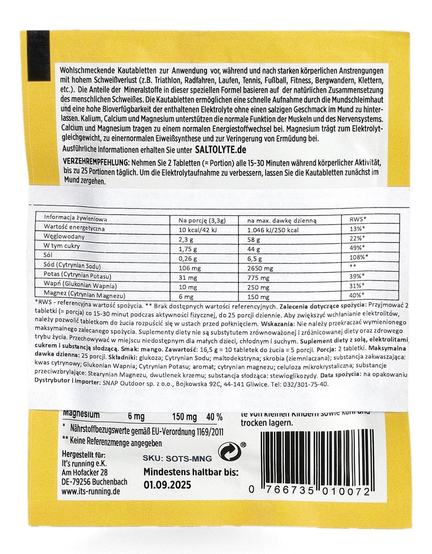Elektrolity Saltolyte Chewing Tablets 10 - mango