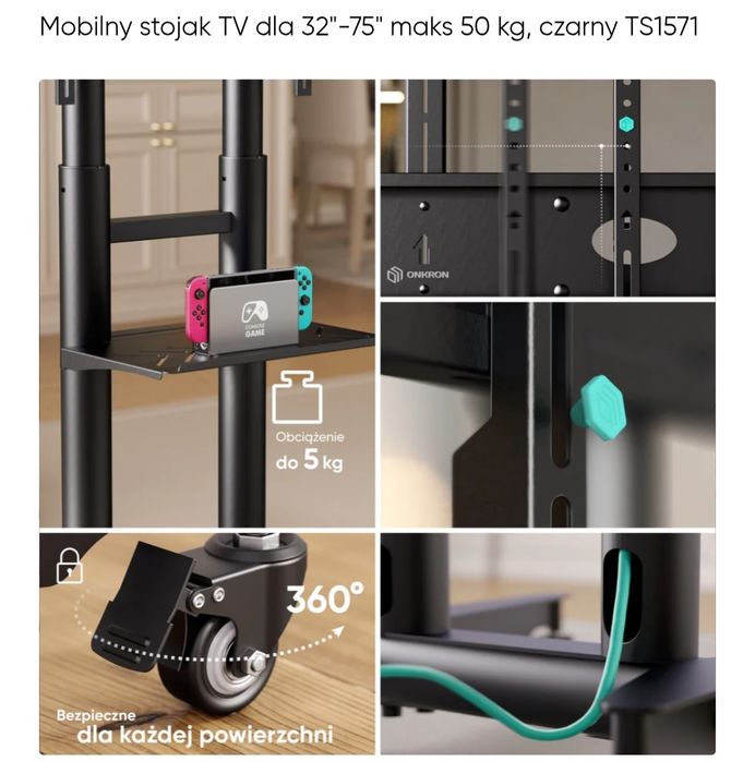 Mobilny stojak do tv od 32"do75" do 50kg