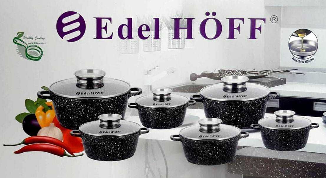 EDEL HOFF Zestaw garnków MARMUROWYCH, komplet, Garnki z aromatyzerem