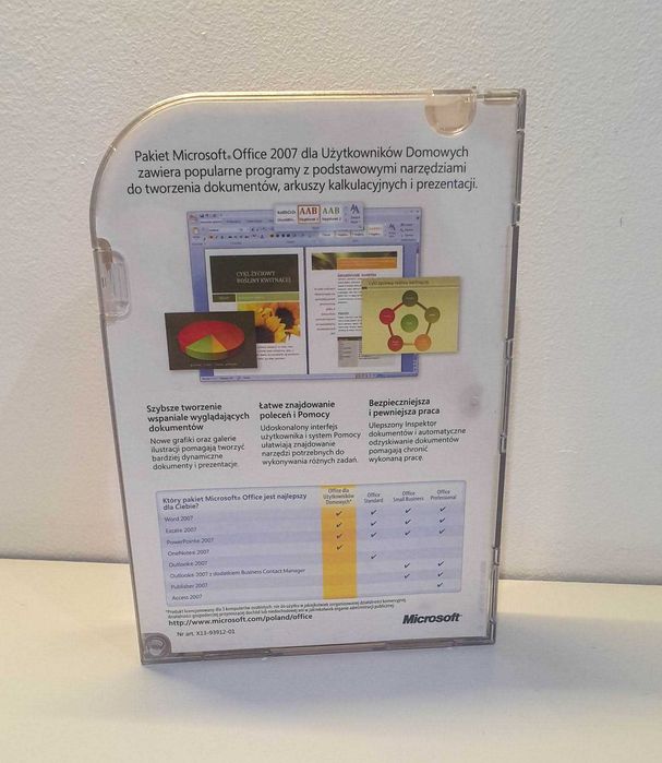 Oryginalny Microsoft Office 2007 Dom Home Student 3 PC PL na płycie