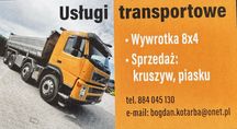 Usługi transportowe wywrotką 8x4 (21 ton)  Sprzedaz kruszyw i piasku