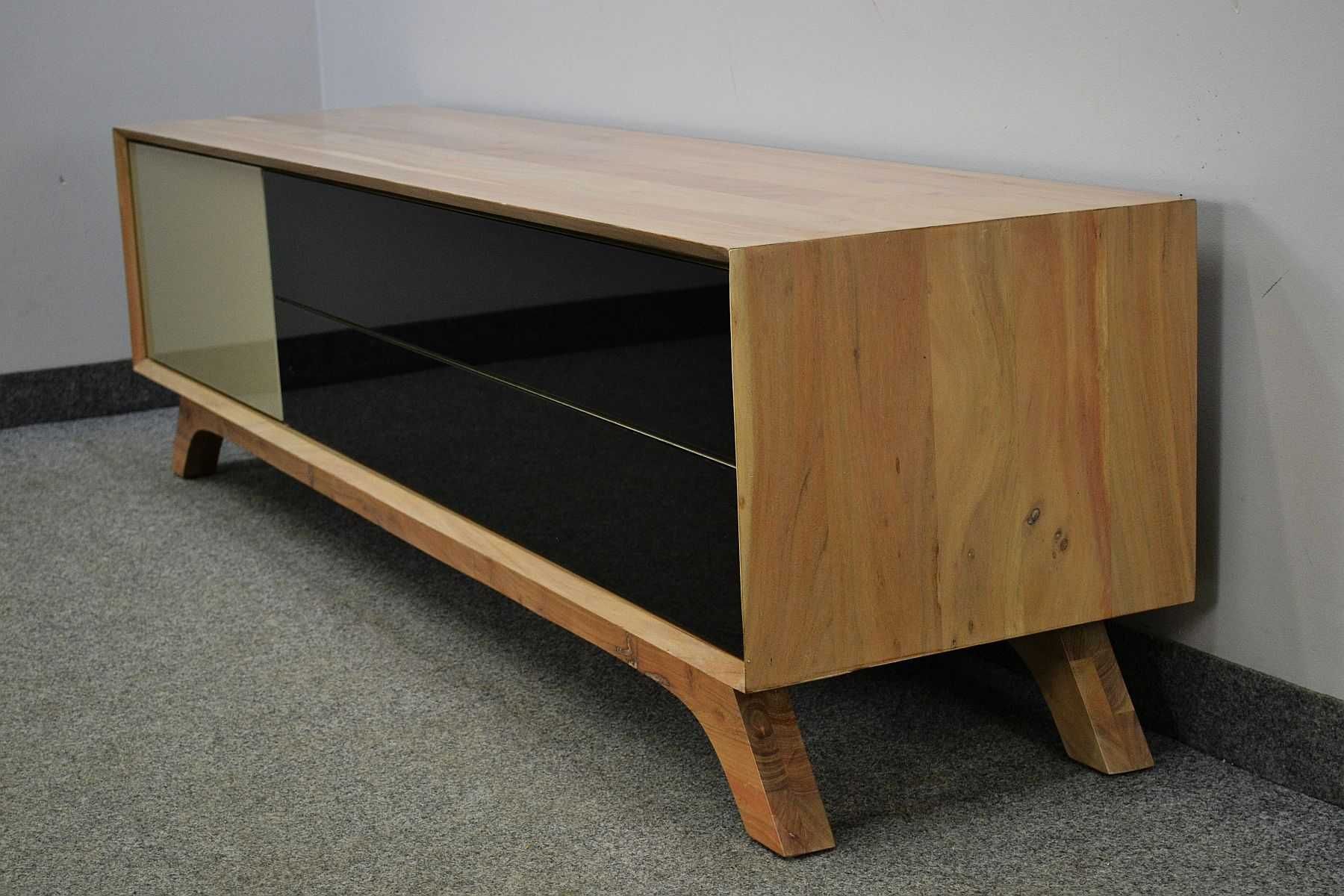 SZAFKA RTV TROMSO #005 akacja lakierowana + szkło 180x45x50 cm