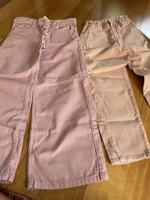 Calças largas menina rosa e lilás tamanho 11 anos