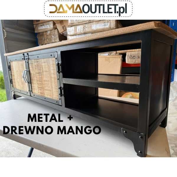 SZAFKA komoda do salonu RTV loft metal lite drewno MANGO MEBLE OUTLET