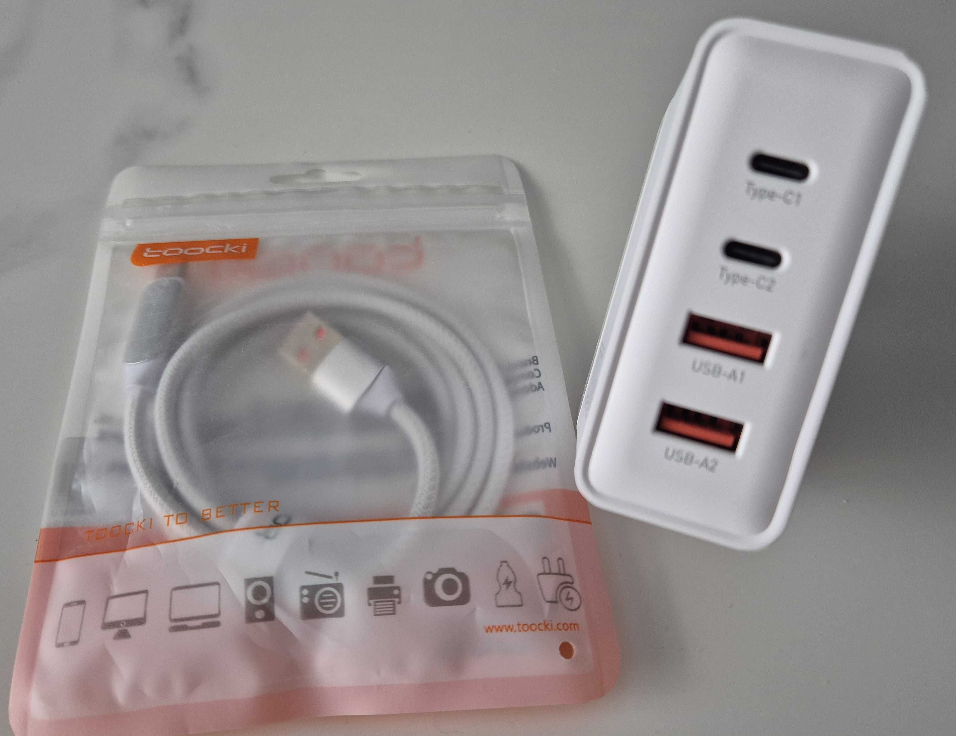 Зарядний пристрій ESSAGER 100W (білий) + кабель Type-C to USB (1м)