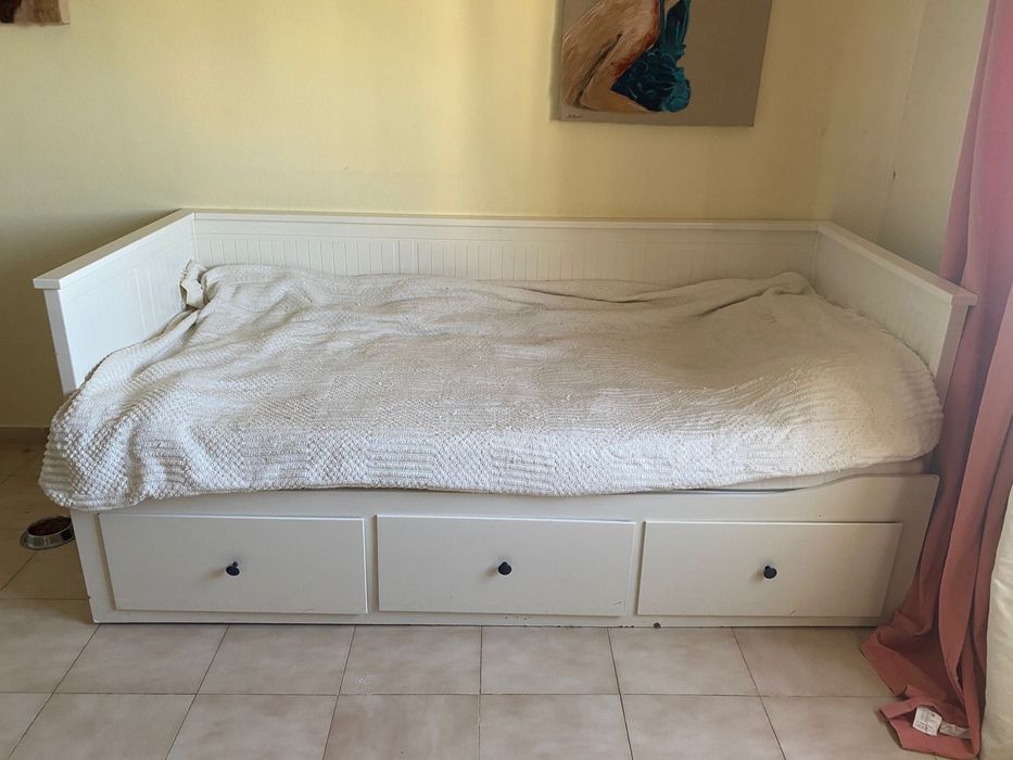 Cama individual/dupla com 3 gavetas branco, 80x200 cm