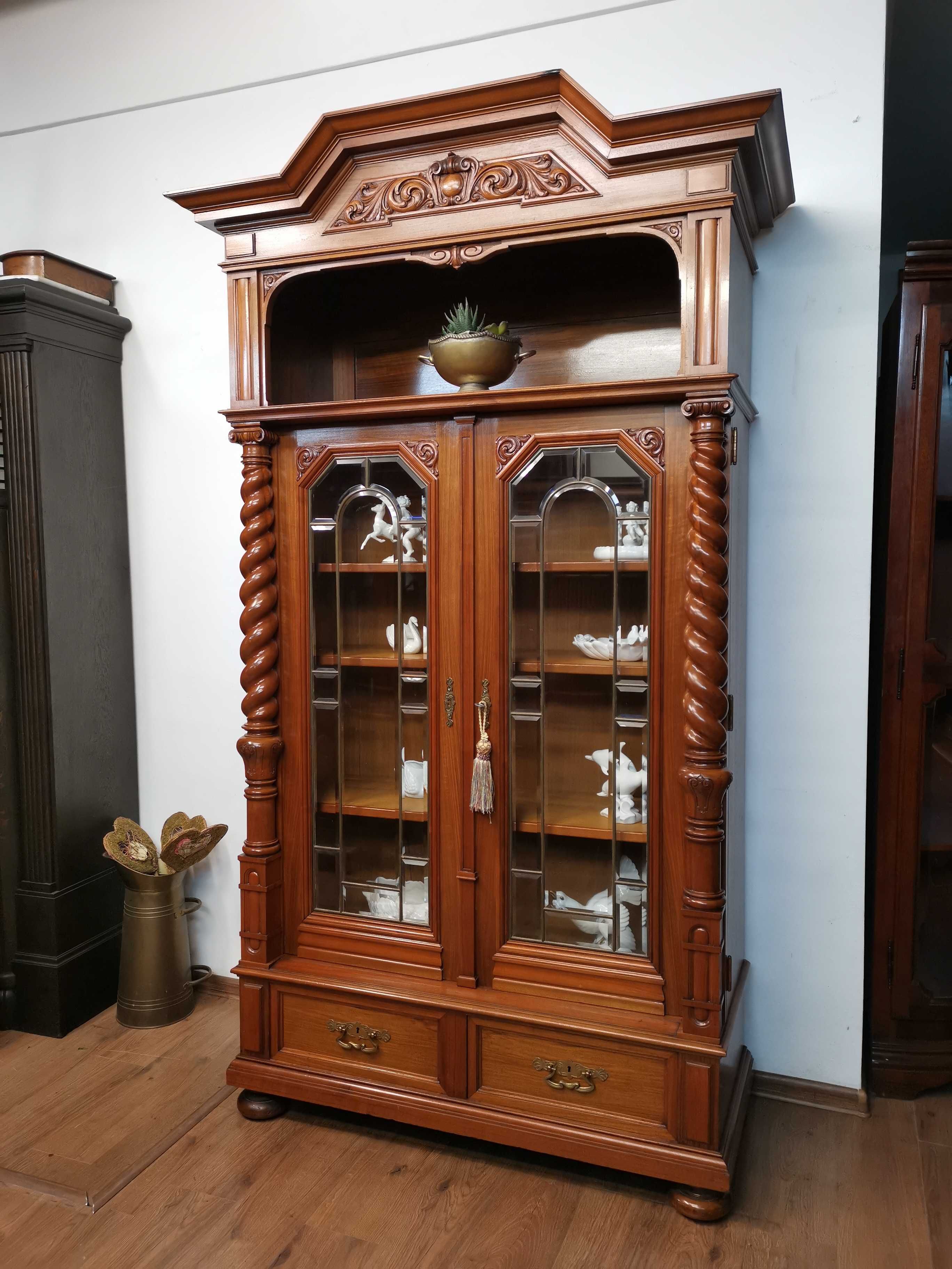 Śliczna dębowa witryna biblioteczka antyk 731/2025