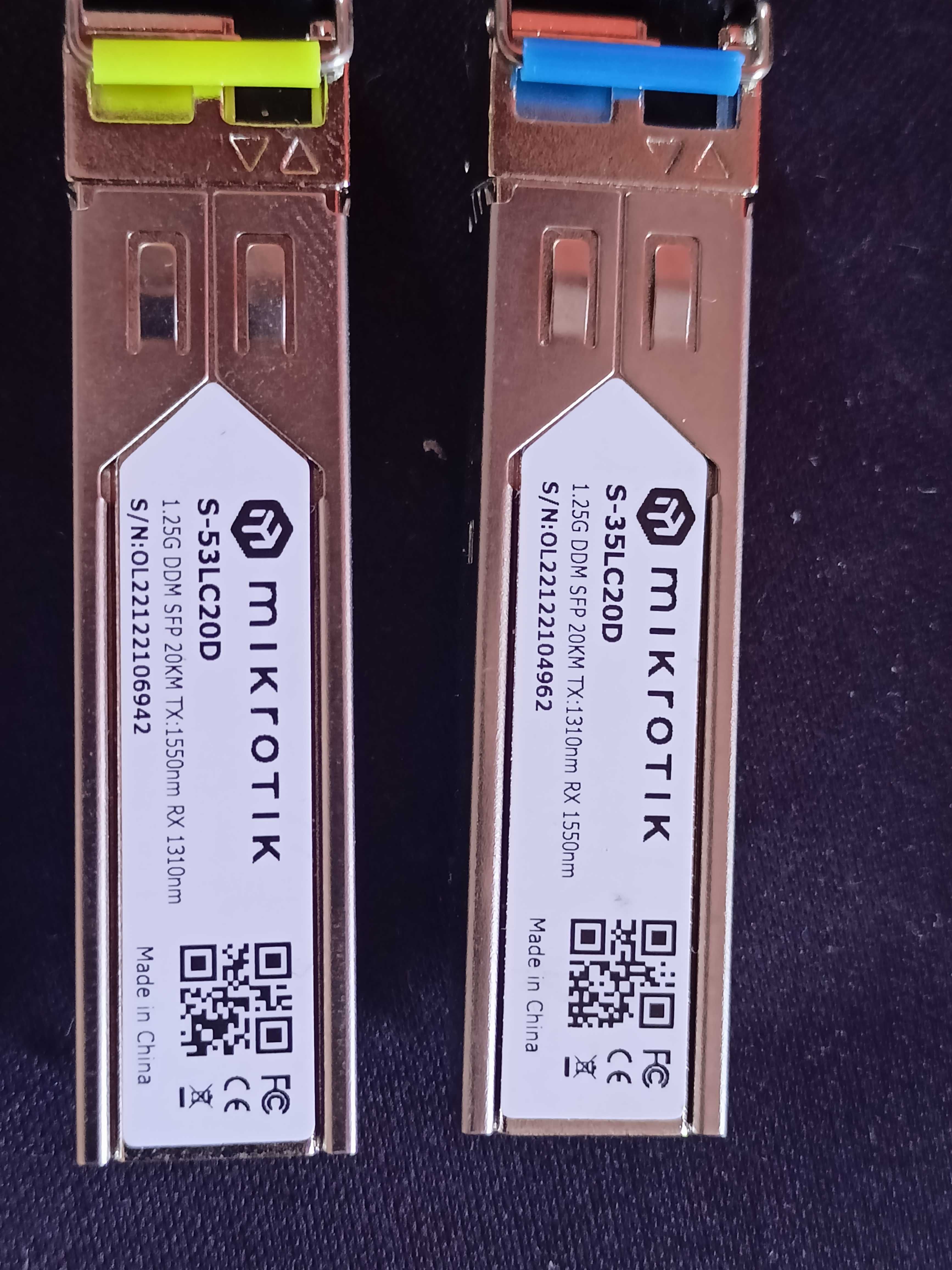 S-35LC20D S-53LC20D - zestaw wkładek WDM MikroTik SFP LC NOWE