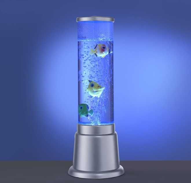 Designerska lampa z wodą i podświetleniem LED RYBKI