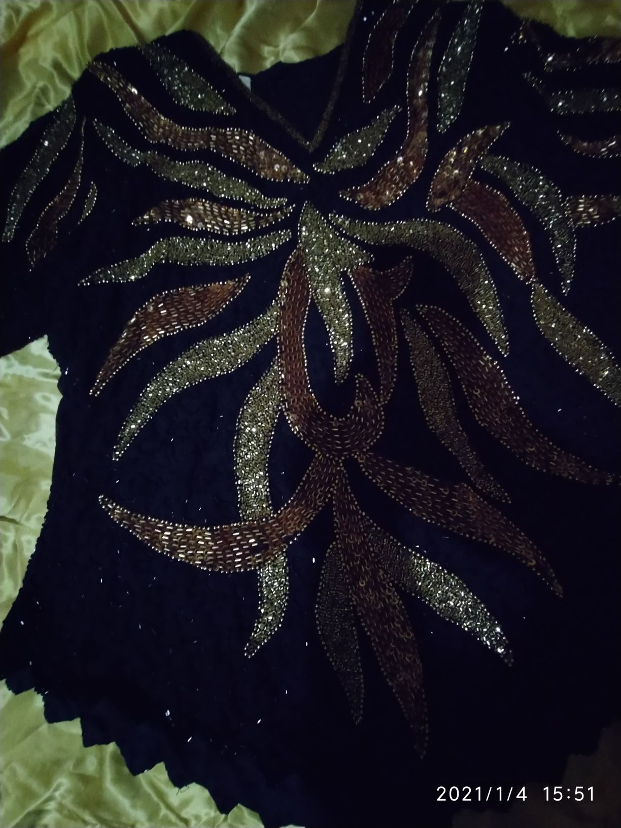 Праздничная нарядная сверкающая блузочка ручной работы,вышита бисером