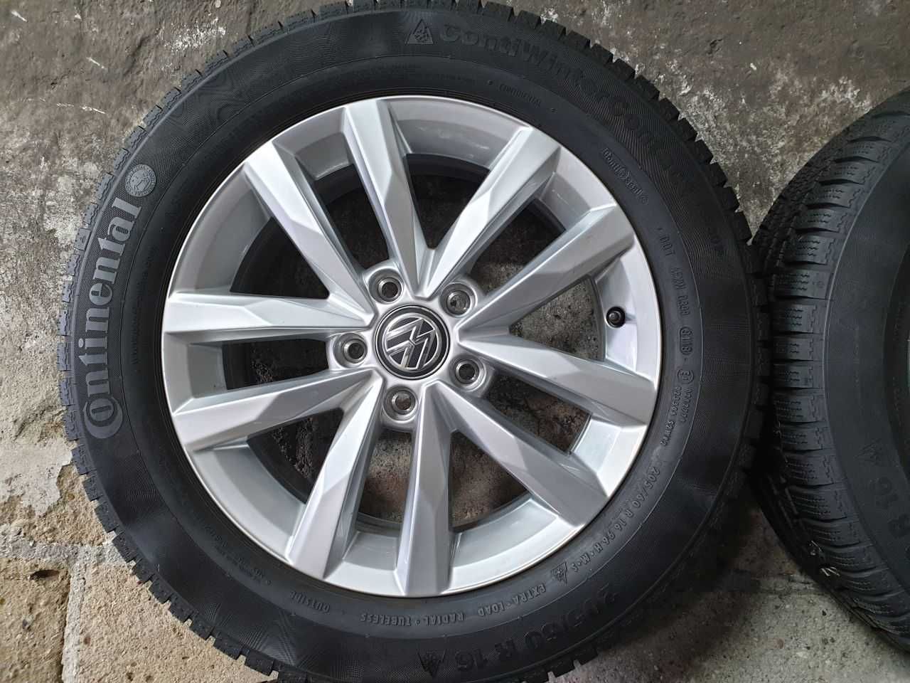 Felgi alu VW R16 5x112 opony zimowe 205/60R16 9,4mm Continental