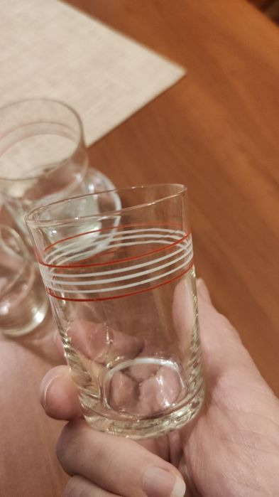 Literatki PRL komplet 6 szt. paski czerwone