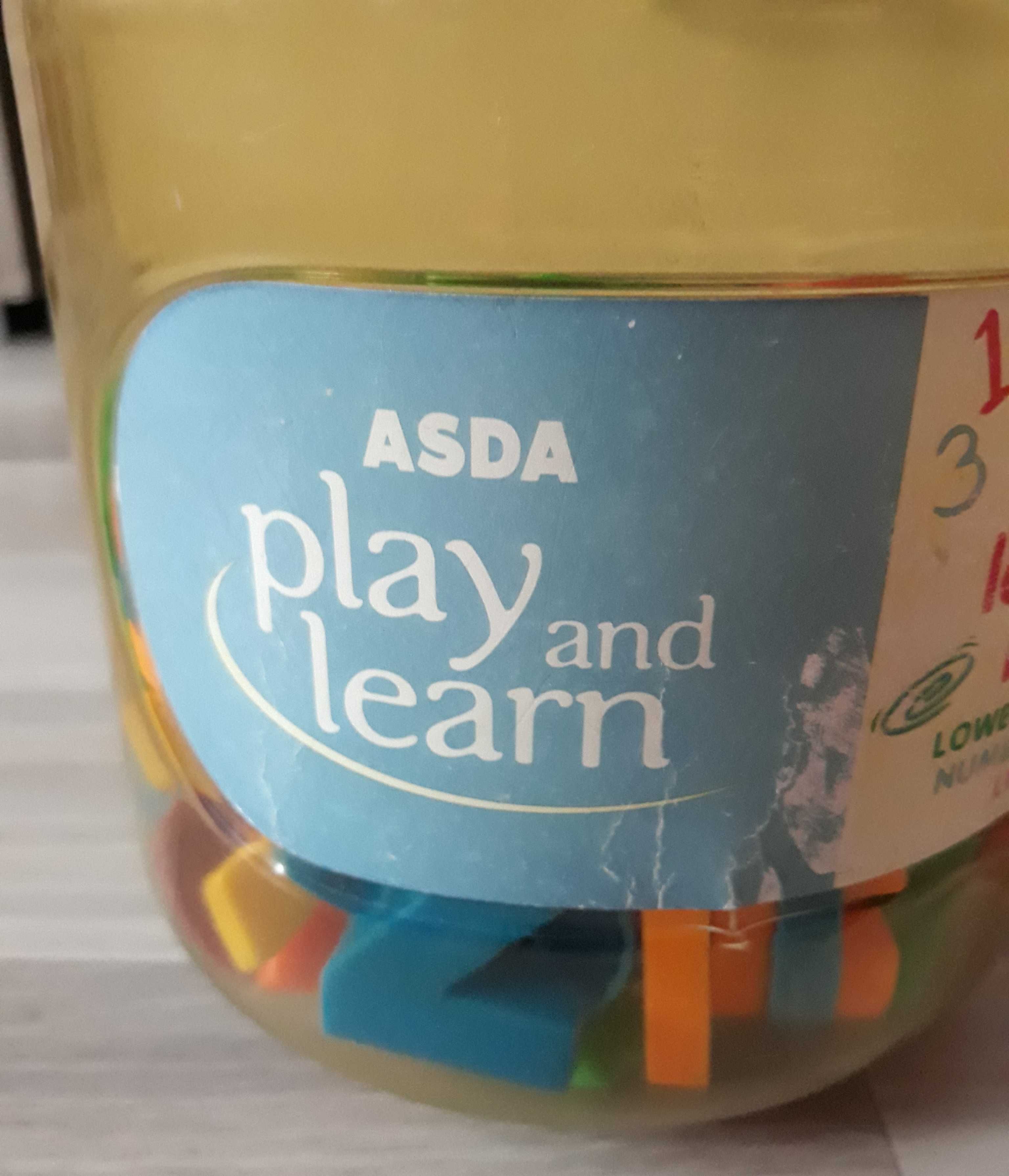 Asda Play and Learn magnetyczne literki i cyferki 70 elementów w słoju