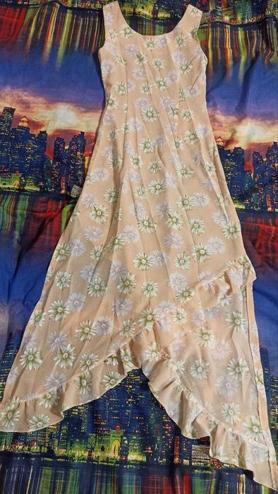 Сарафан ассиметричного кроя платье в стиле бохо этно с цветами