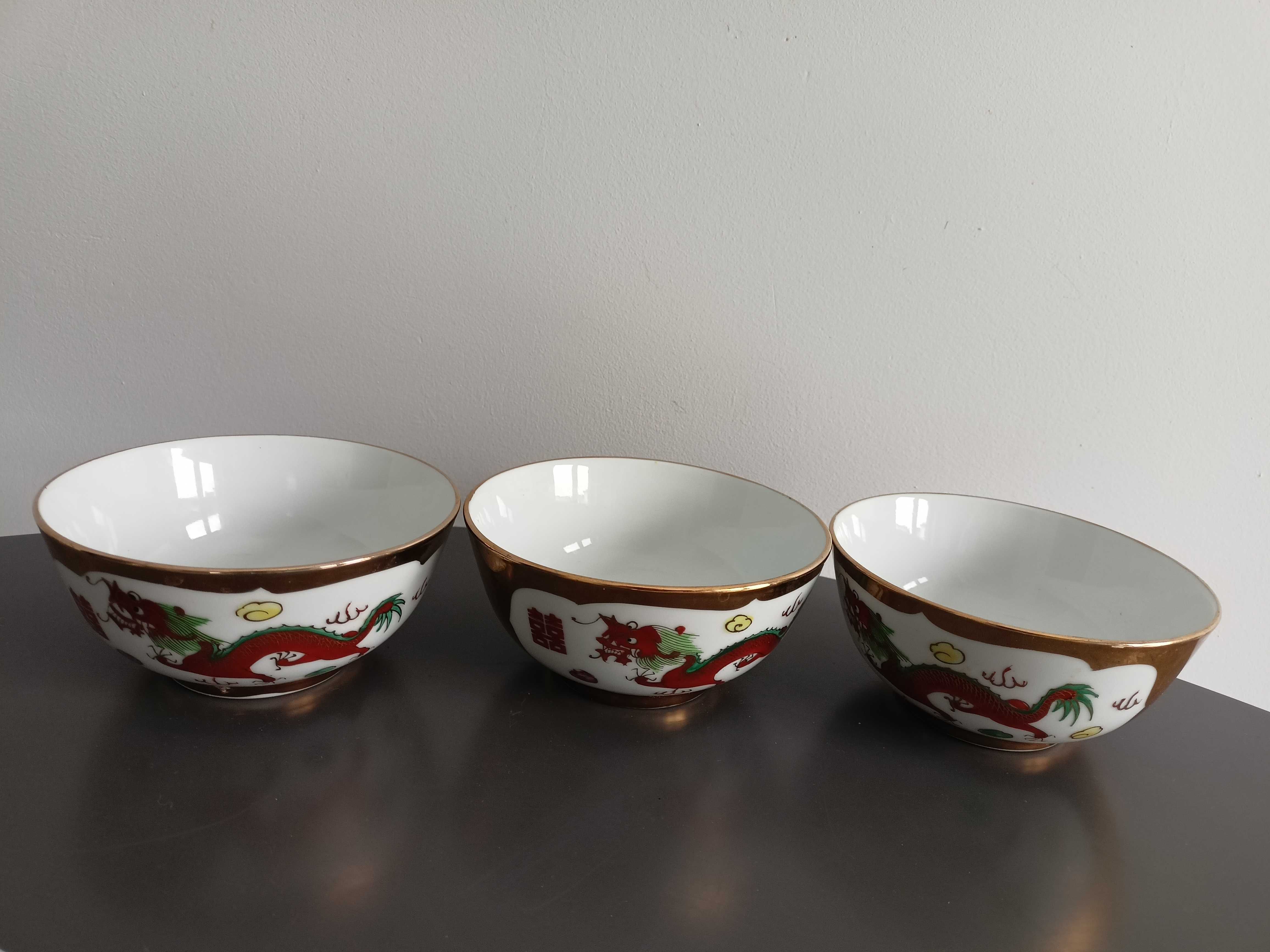 Zestaw chińskich orientalnych miseczek ręcznie malowane porcelana