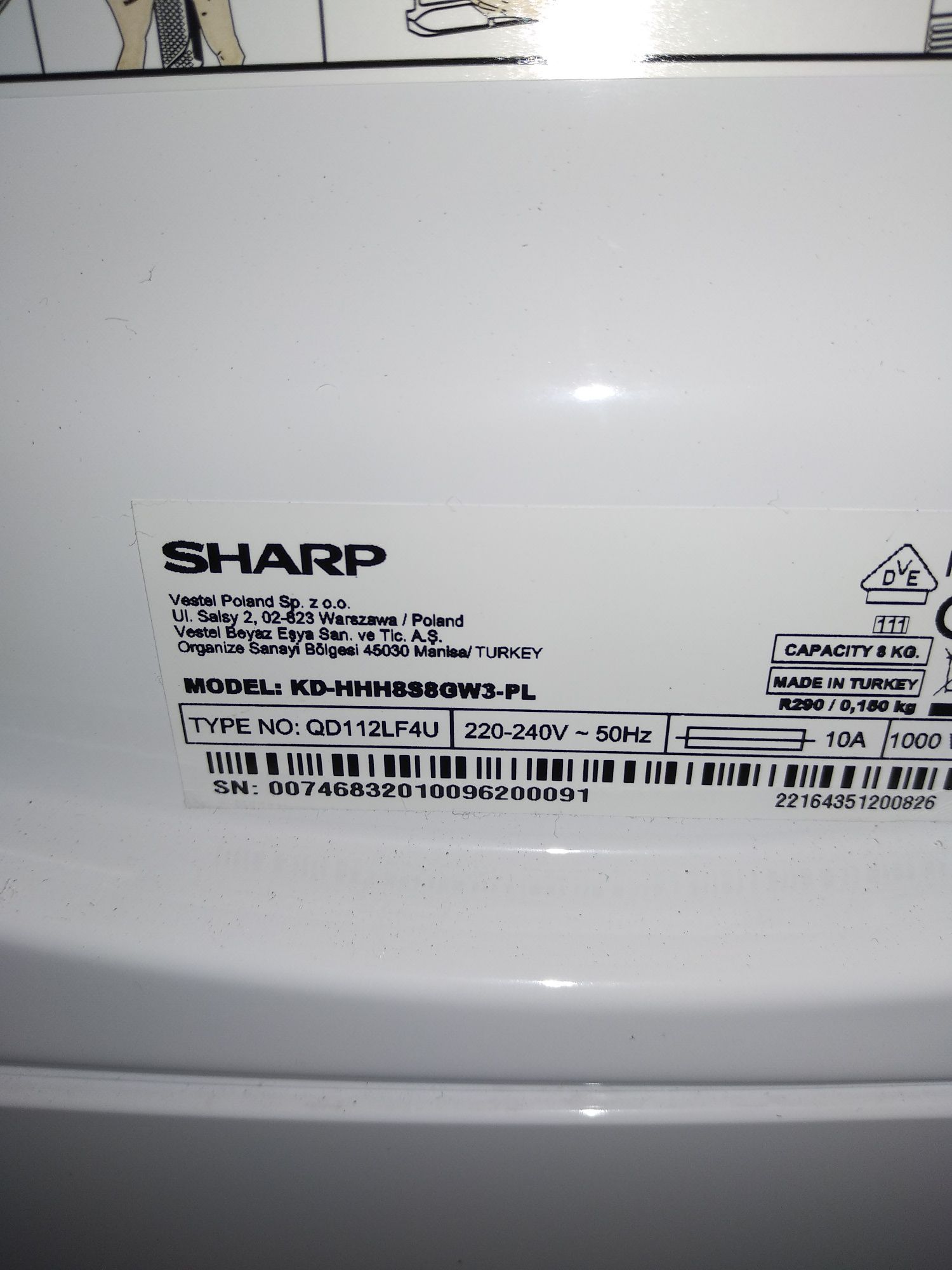 Suszarka Sharp KD-HHH8S8GW3-PL