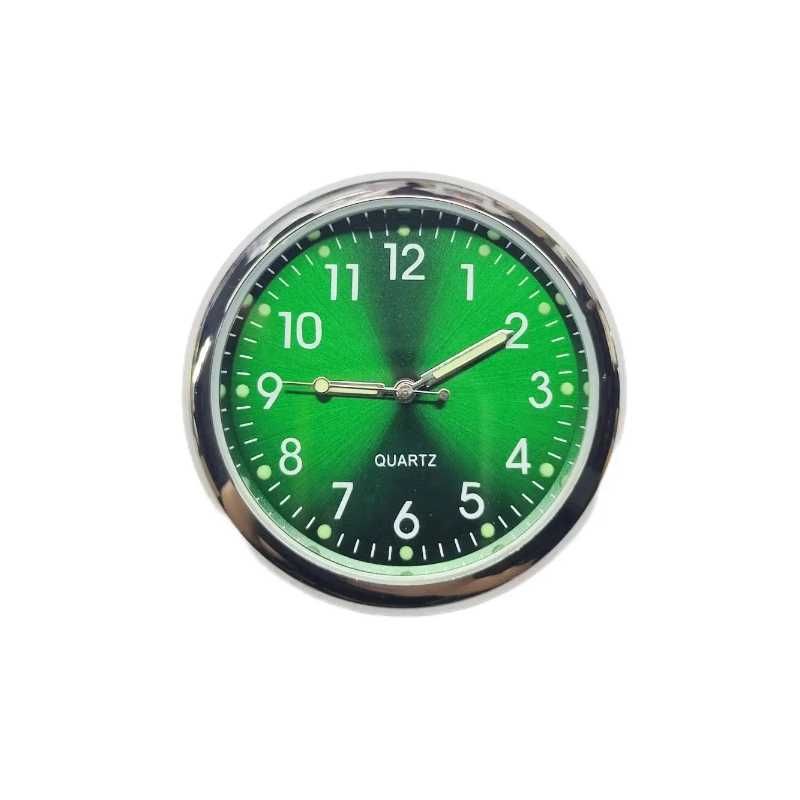 Zegarek Samochodowy Analogowy do Auta Zielony / Green + Klips Uchwytu