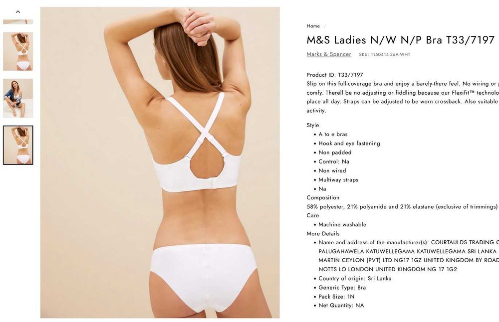 Компрессионный бюстгальтер без косточек M&S Body р. 80 C