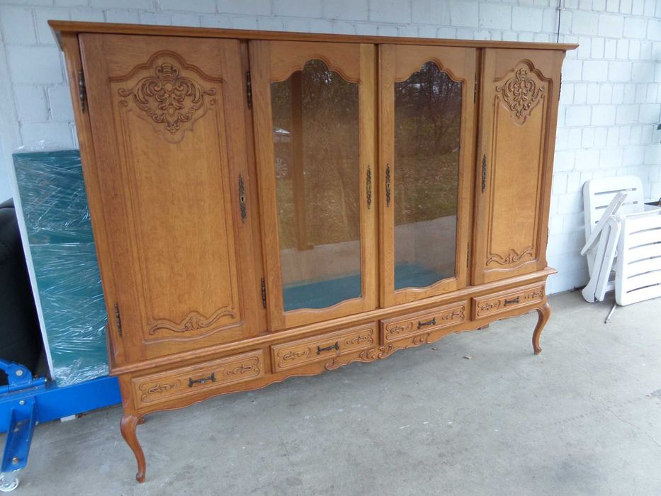 rzeźbiona drewniana witryna ludwikowska   antyk stan bdb