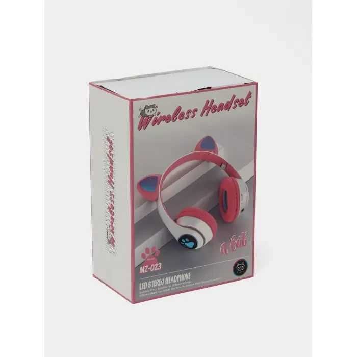 Навушники з вушками котика бездротові з RGB підсвіткою FM радіо