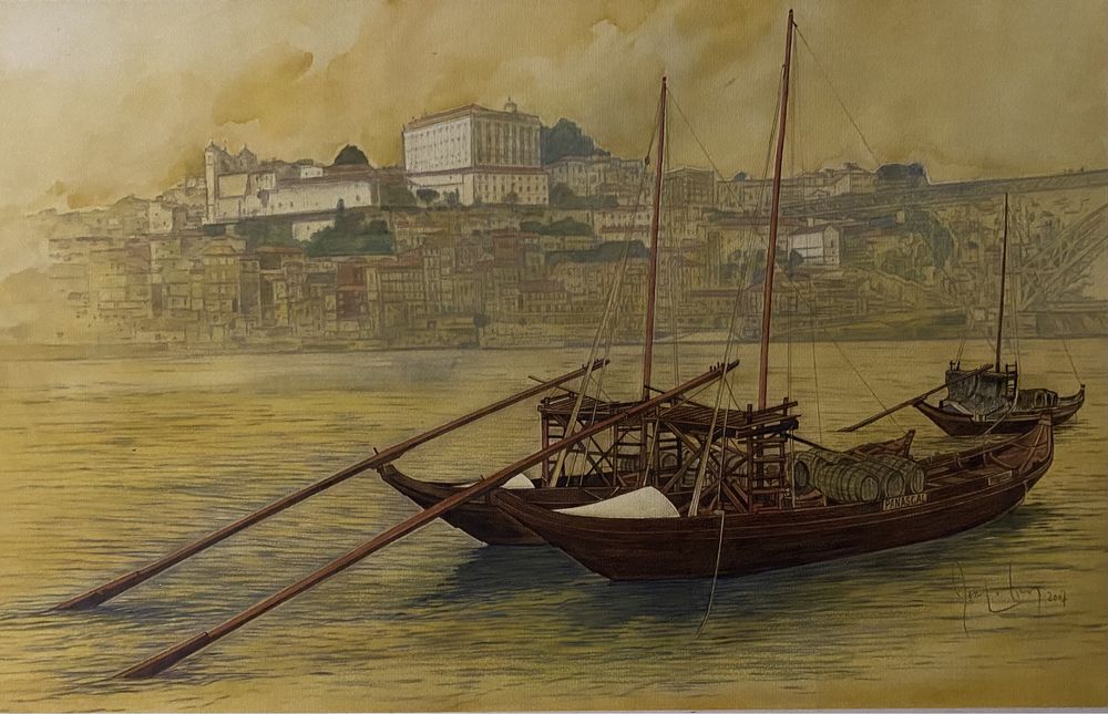 Pintura a aguarela e lapis de cor