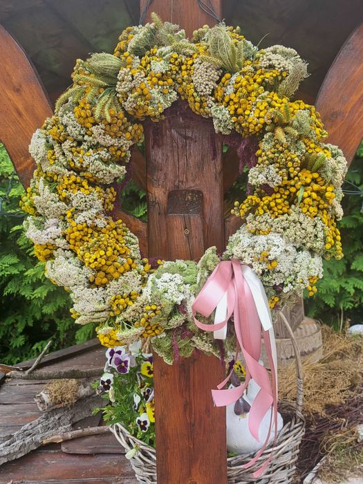 Wianek ziołowy śr.45 cm wrotycz krwawnik dzika marchew szarłat