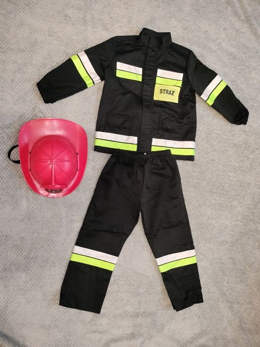 Strój strażaka z kaskiem z dźwiękiem 3-4 lata