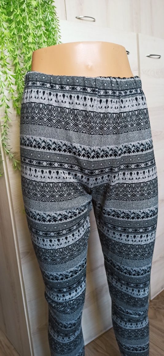 Sg Ciepłe zimowe legginsy 40 , L wzorzyste getry legginsy 40 , L