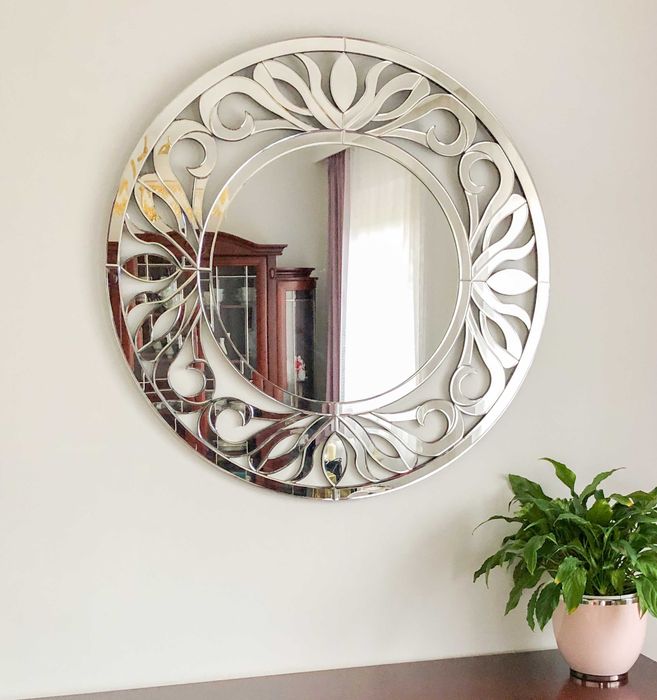 Lustro 100 cm okrągłe ażurowe