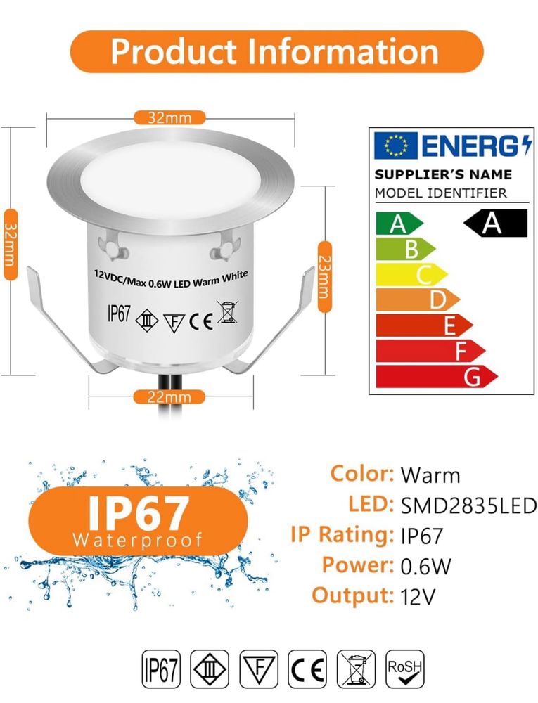 HIBOITEC 16 sztuk swiatta tarasowe, oswietlenie LED