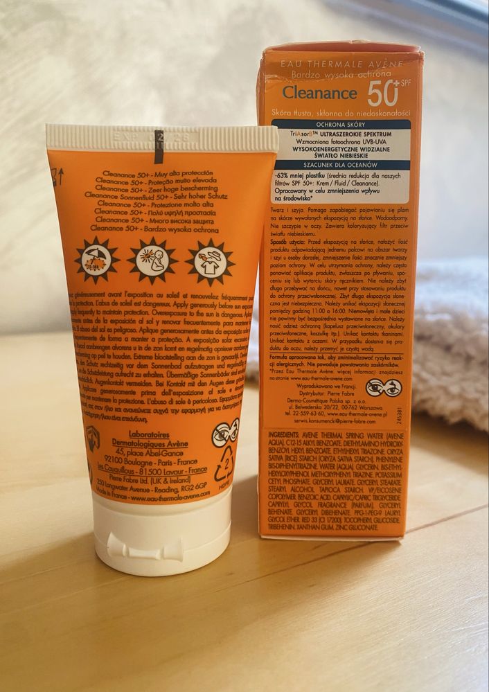 Spf 50 Avene cleanance ultralekki spf uva uvb hev filtr