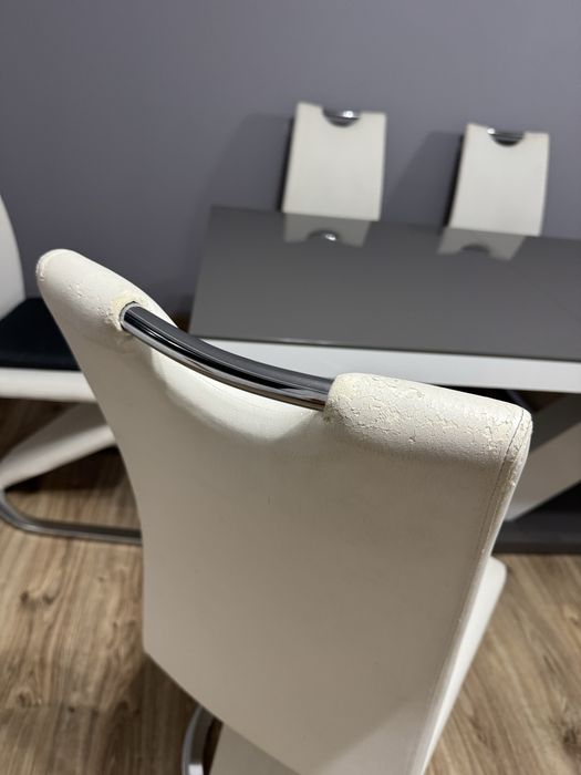 Duzy stol V z krzeslami 6szt  ciezki masywny stol