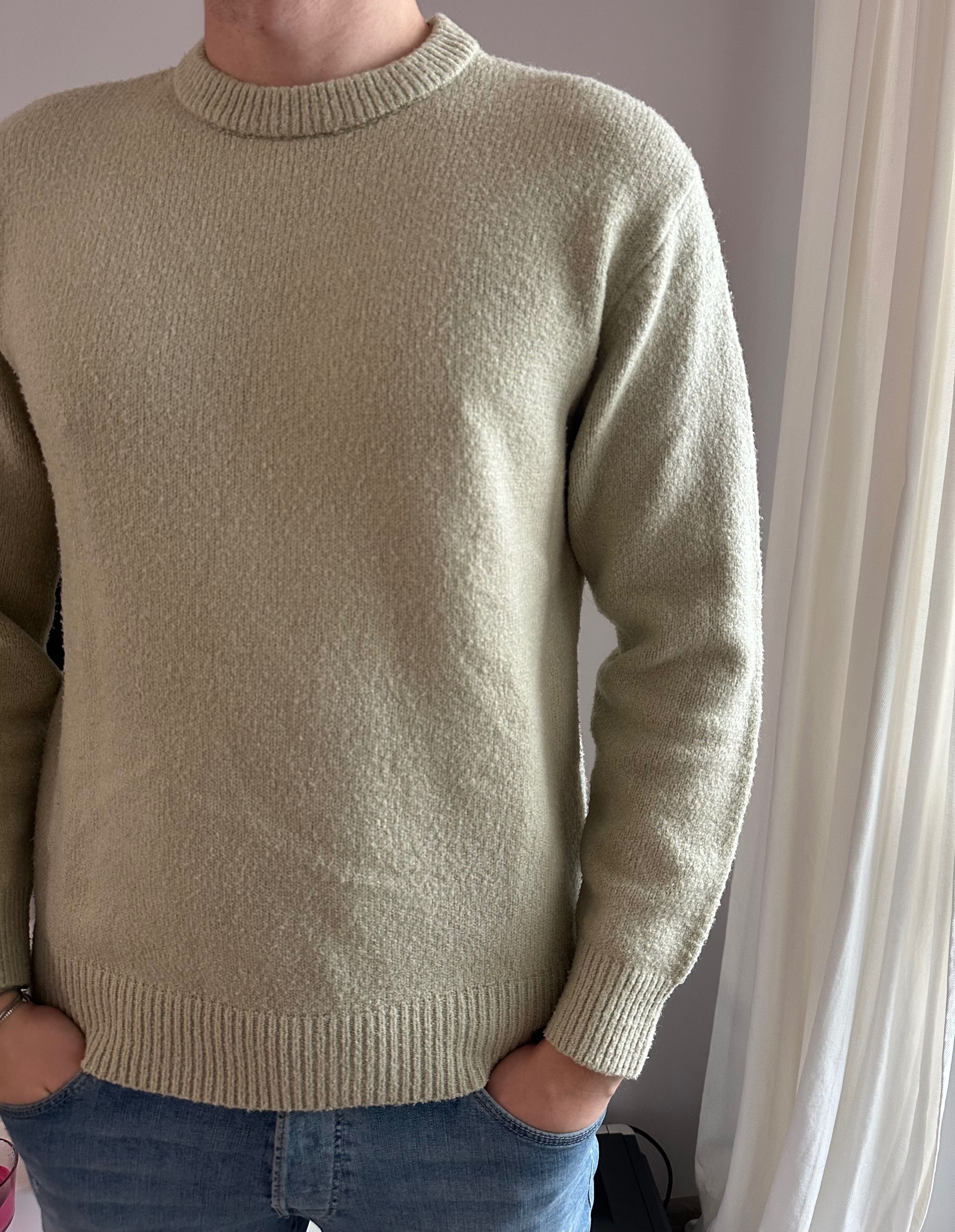 Męski sweter gruby ciepły długie rękawy M